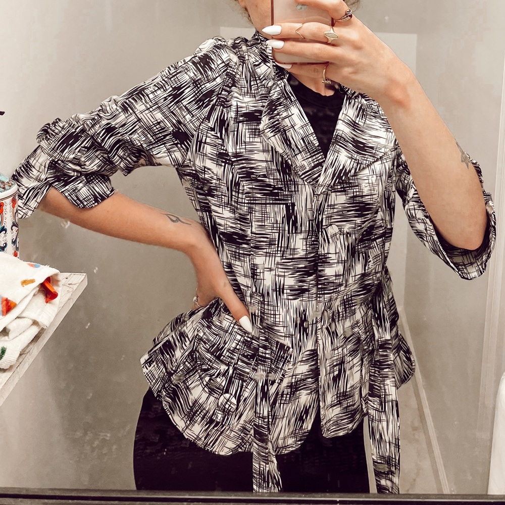black and white pattern fashion blazer - Picture 1 of 9